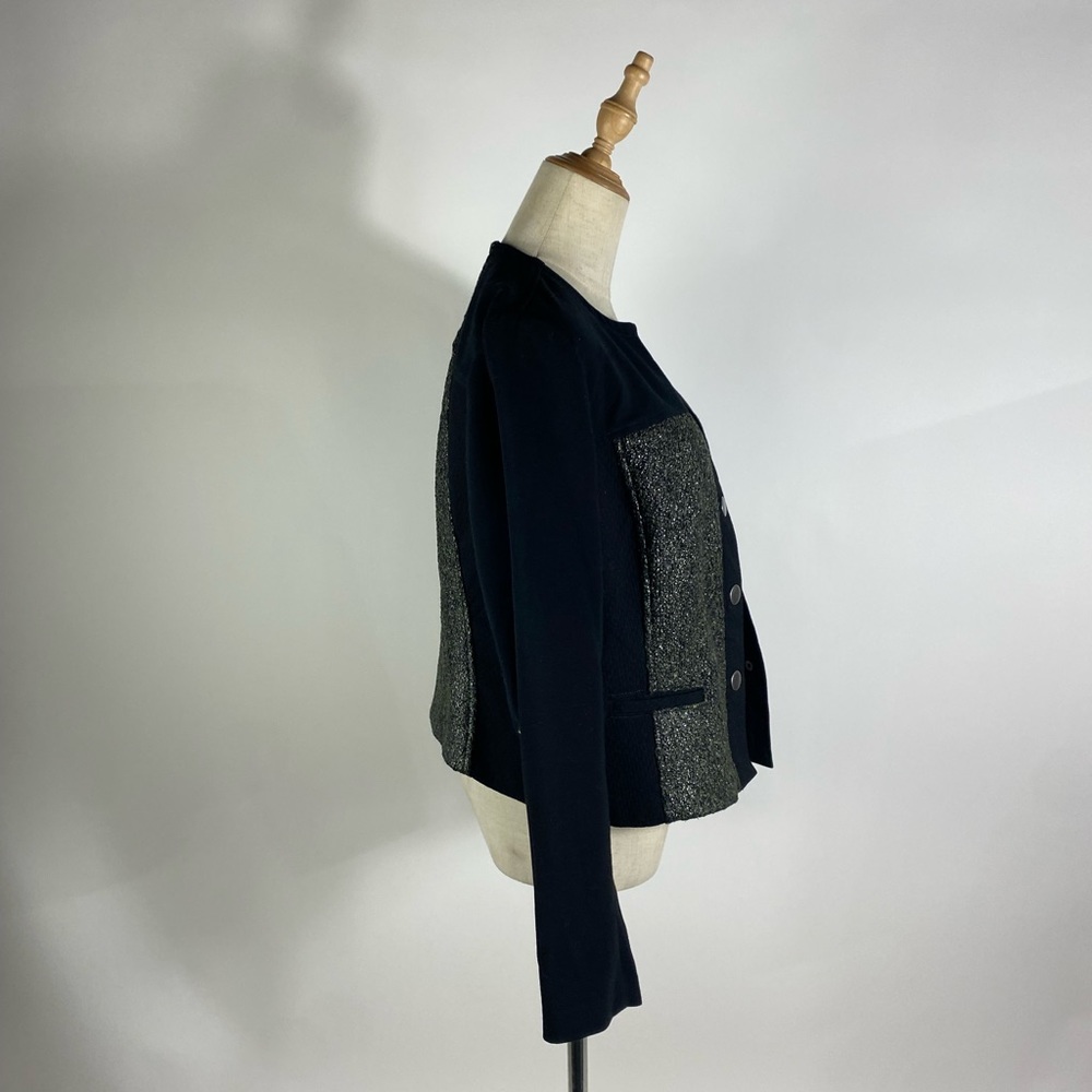 CABI Panel Media Black Snap Front Blazer Jacket Black Womens Medium - Picture 3 of 8